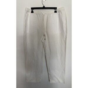 Banana Republic Pants Large White Womens Linen Blend  Pull On Lagenlook NWOT